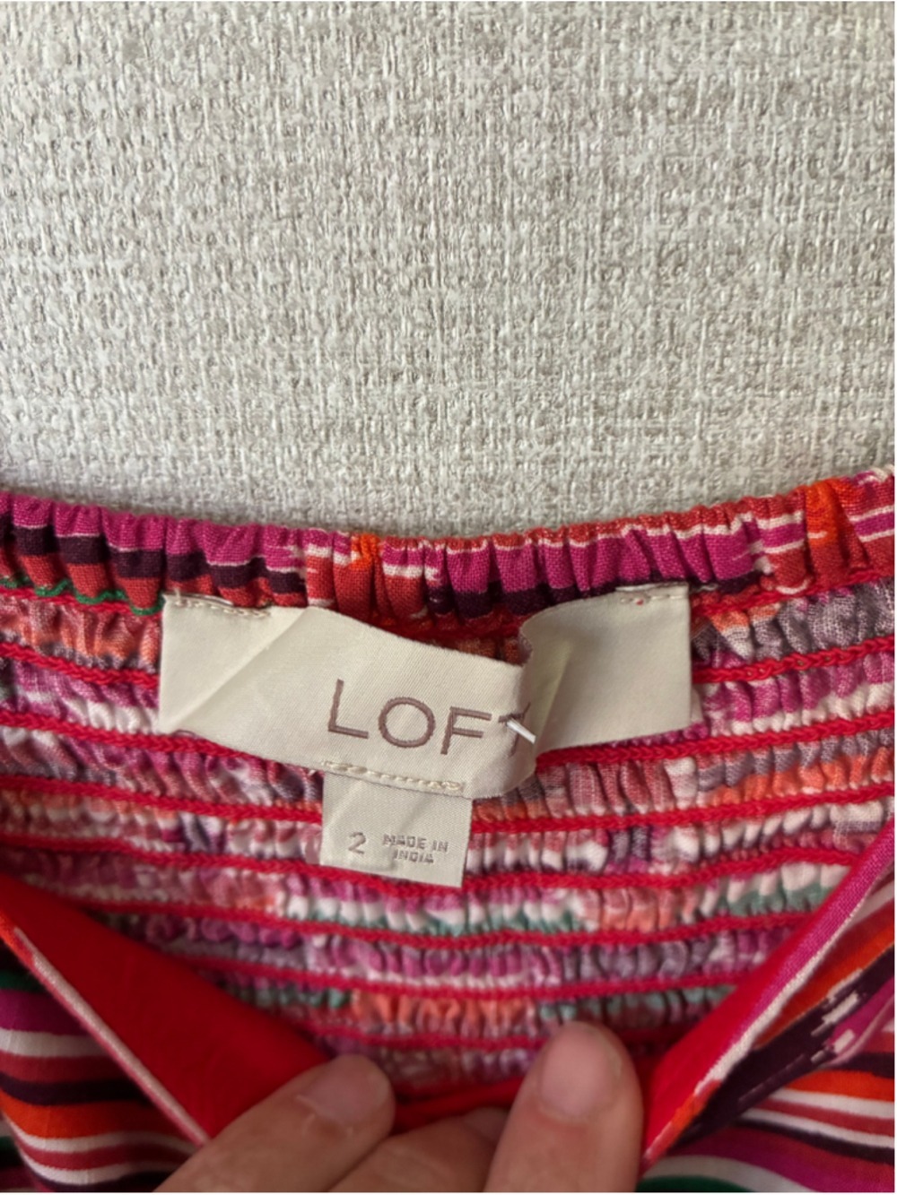 LOFT Red Pink Stripe Mini Dress Size 2 - Picture 4 of 7